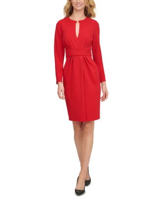 DKNY Keyhole-Cutout Faux-Wrap Dress - Macy's