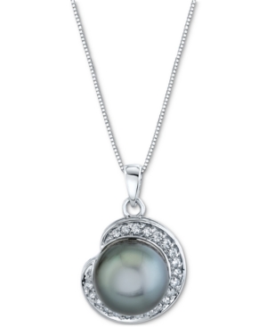 image of Cultured Tahitian Pearl (11mm) & Diamond (1/4 ct. t.w.) 18