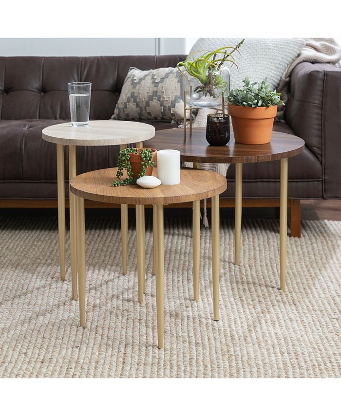 Walker Edison 3 Piece Round Nesting Coffee Table Set Macy's