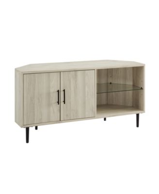 48" 2 Door Glass Shelf Corner TV Console