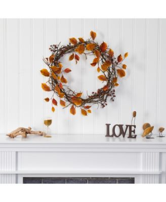 Harvest Leaf, Berries and Twig Artificial Wreath