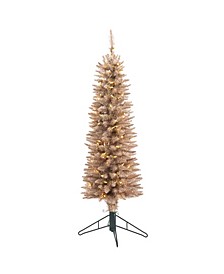 Champagne Pencil Artificial Christmas Tree with 150 Multifunction Clear LED Lights