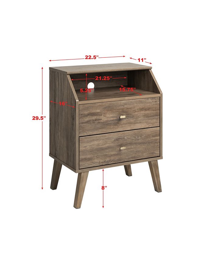 Prepac Milo Mid Century Modern 2 Drawer Nightstand with Angled Top Macy's