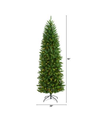 Slim Mountain Pine Artificial Christmas Tree with 300 Clear LED Lights