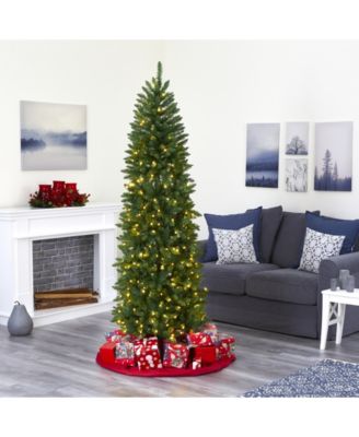 Slim Mountain Pine Artificial Christmas Tree with 300 Clear LED Lights