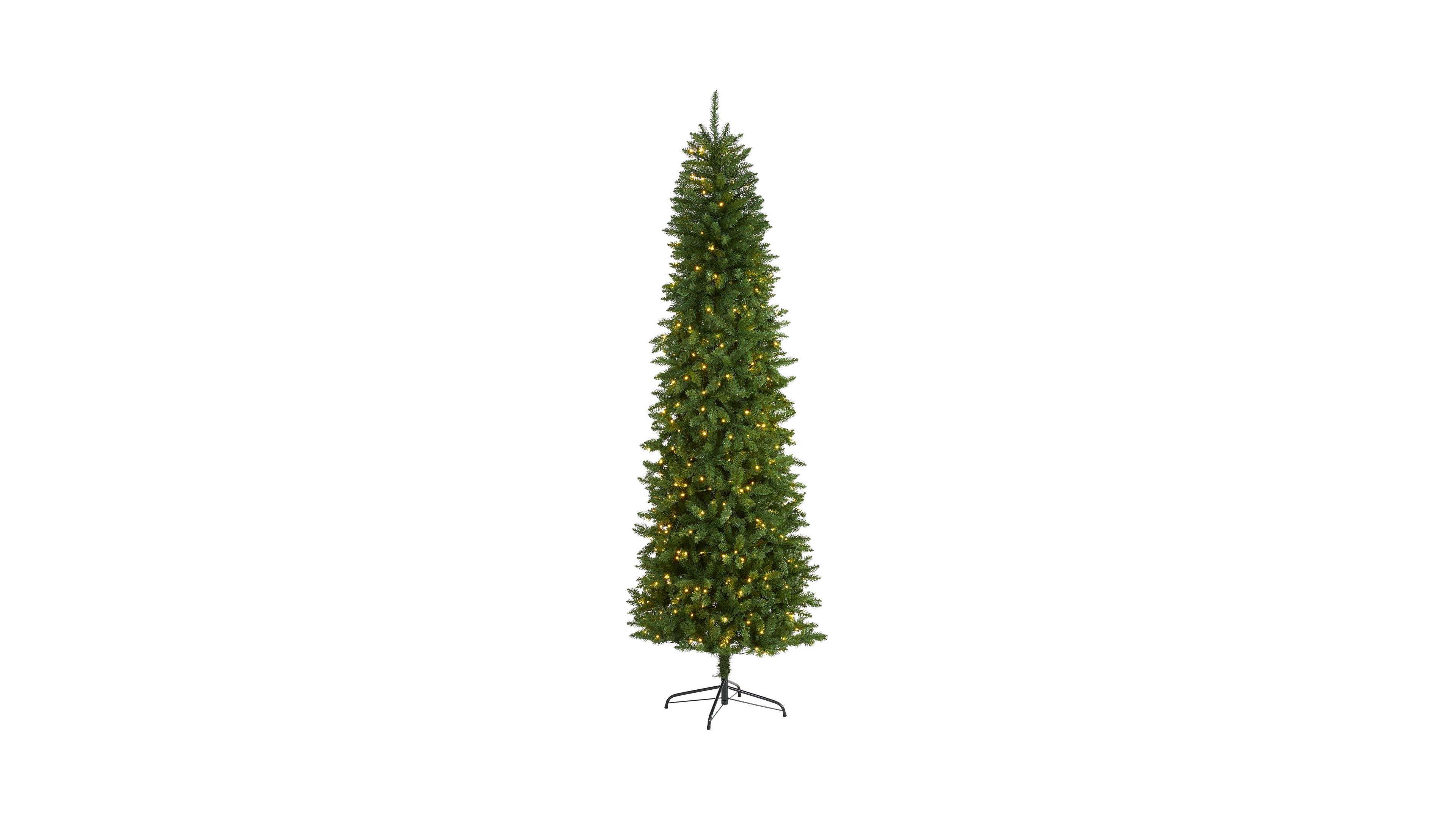 Nearly Natural Slim Mountain Pine Artificial Christmas Tree with 350 Clear Led Lights