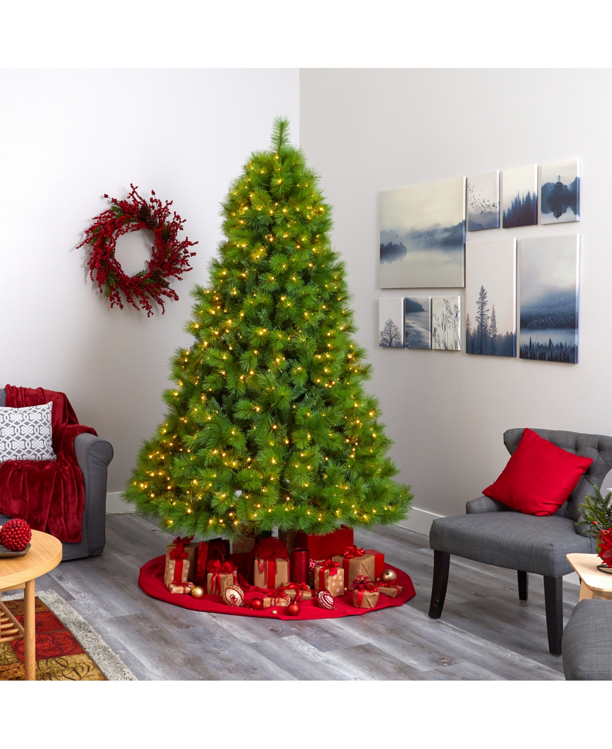 Nearly Natural Scotch Pine Artificial Christmas Tree with 550 Clear Led Lights