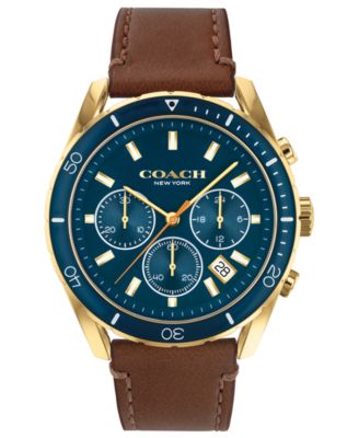 COACH Men s Preston Chronograph Saddle Leather Strap Watch 44mm Macy s