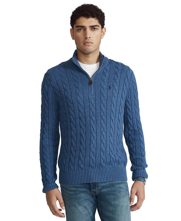 Polo Ralph Lauren Men's Cable-Knit Cotton Quarter-Zip Sweater 