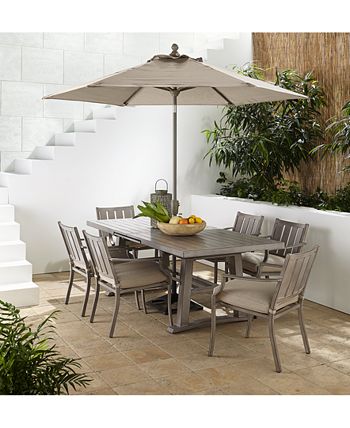 Agio - Wayland Outdoor Aluminum 7-Pc. Dining Set 87" x 40" (extends to 110") Extension Dining Table & 6 Dining Chairs with Sunbrella&reg; Cushions