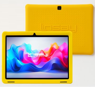 New 10.1" Funny Kids Wi-Fi Tablet Octa Core 128GB with Yellow Kids Defender Case Newest Android 15 Google certified