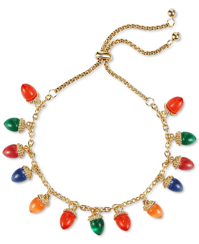 Holiday Lane Gold Tone Multicolor Lightbulb Slider Bracelet