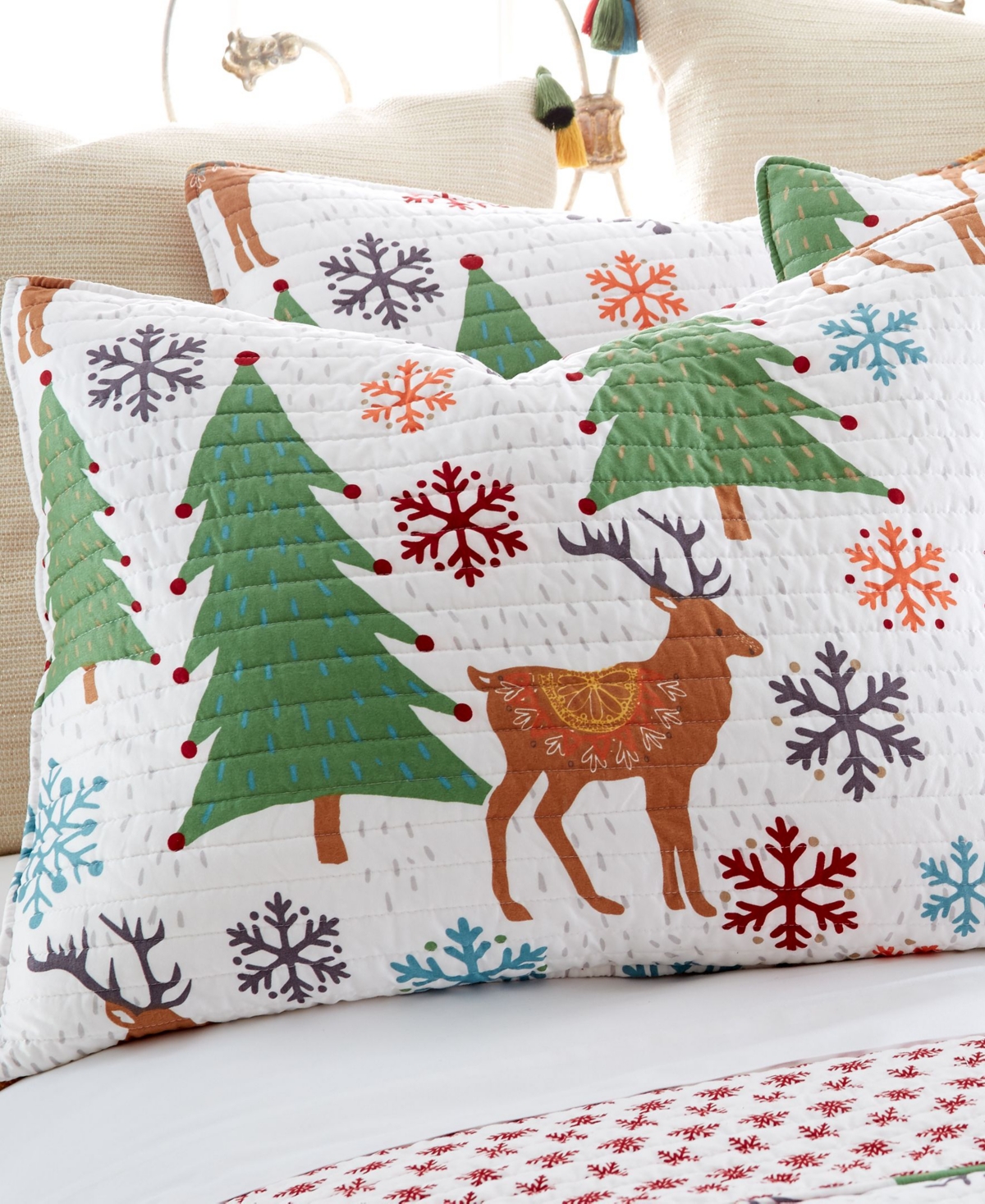 Levtex Tinsel Festive Forest Reversible 3-pc. Quilt Set, King In White