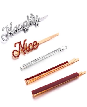 image of Inc 5-Pc. Two-Tone Crystal Naughty/Nice Bobby Pin Set, Created for Macy-s