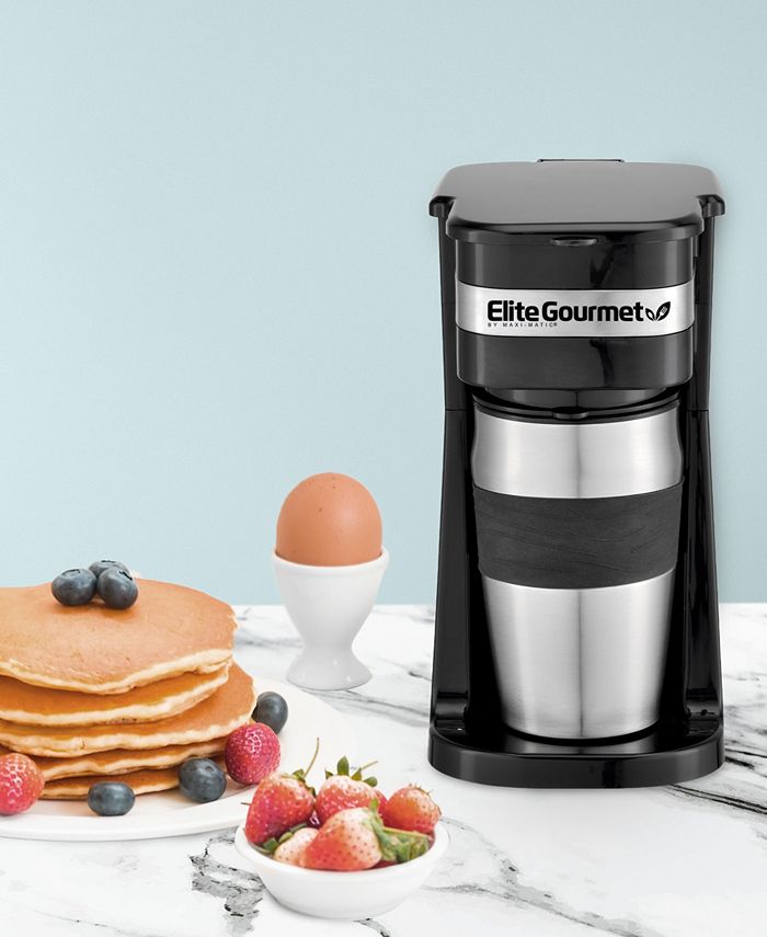 Elite Gourmet 14Oz Personal SingleServe Coffee Maker with Stainless