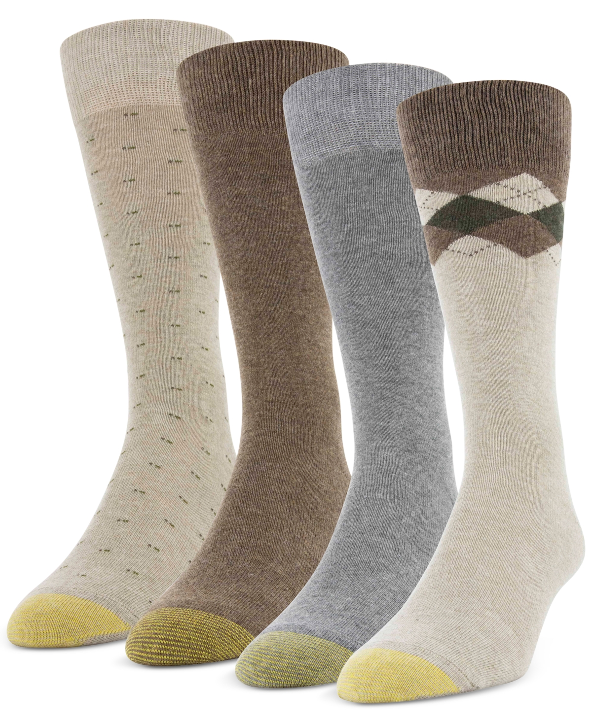 Gold Toe Men's 4-Pack Casual Argyle Crew Socks