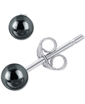 image of Giani Bernini Hematite Bead Stud Earring in Sterling Silver, Also in White Quartz, Howlite, & Lapis Lazuli, Created for Macy-s