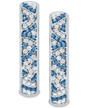 image of Blue & White Diamond Animal Print Hoop Earrings (1/2 ct. t.w.) in Sterling Silver