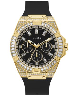GUESS - Men's Black Silicone Strap Watch 47mm