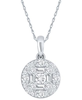 macy's diamond baguette cluster pendant necklace