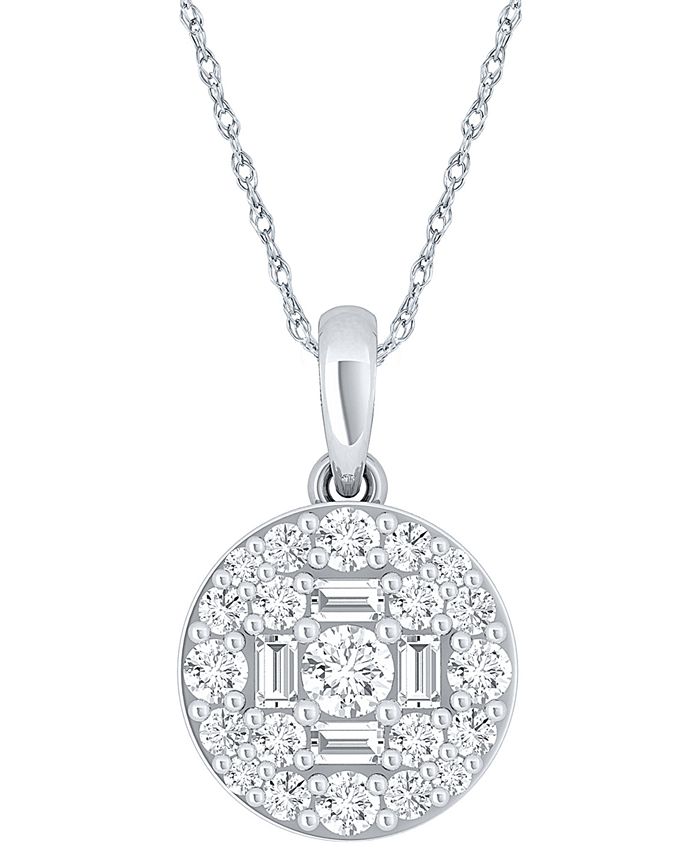 Macy's diamond baguette cluster sales pendant necklace