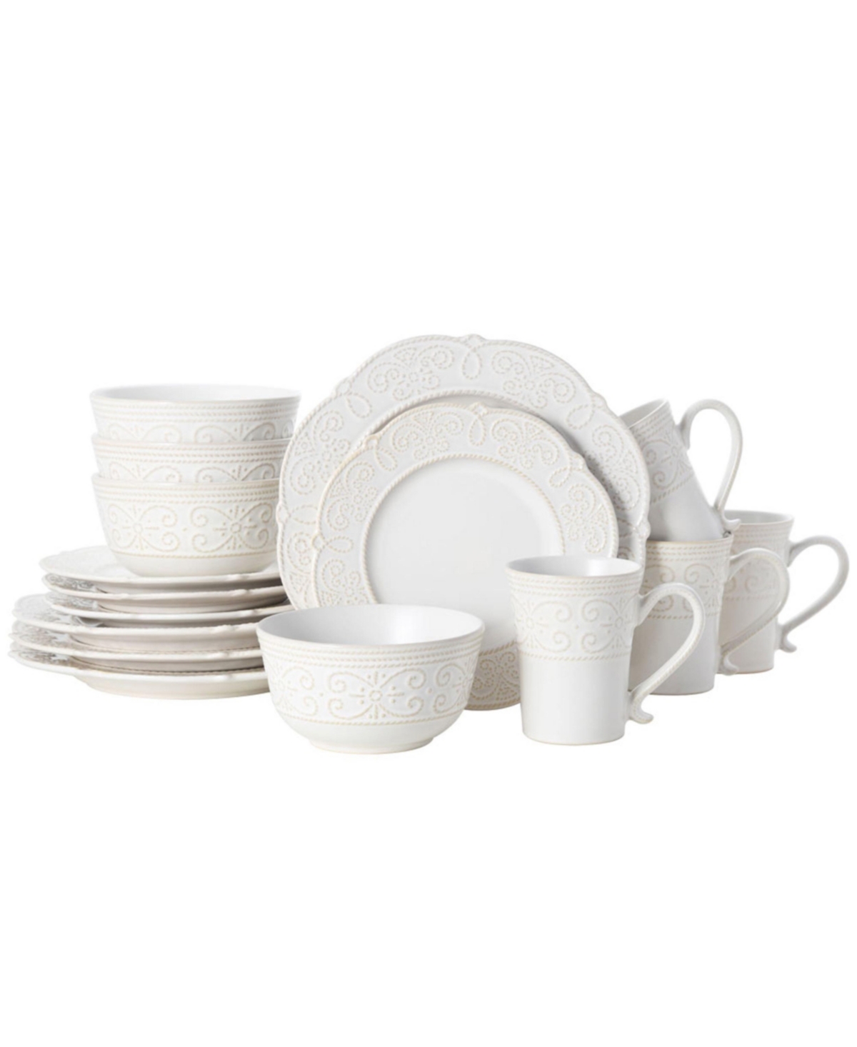 abby white 16 pc dinnerware set, service for 4 - White