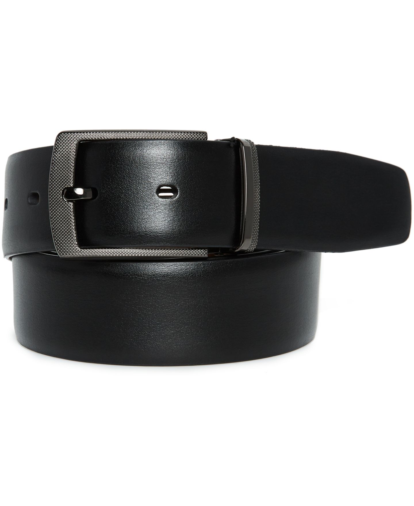 Мужской ремень Perry Ellis Portfolio Reversible Dress Belt, цвет: Чёрный / Светло-коричневый — фото 1