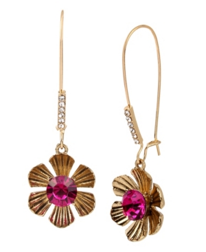 image of Betsey Johnson Flower Long Drop Earrings
