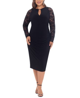 Betsy & Adam Plus Size Lace-Sleeve Sheath Dress - Macy's