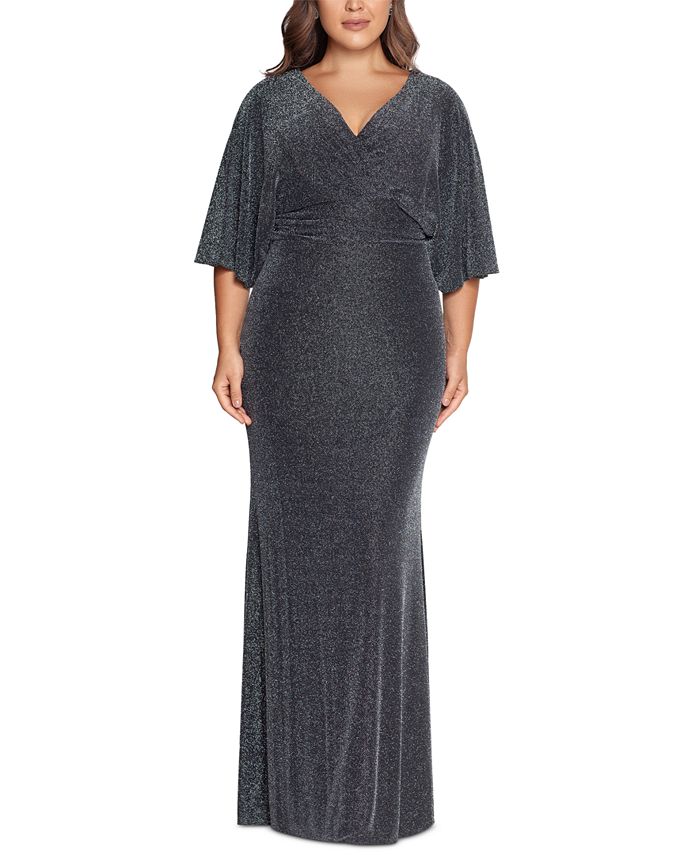 Betsy Adam Plus Size Dolman Sleeve Metallic Gown Macy s