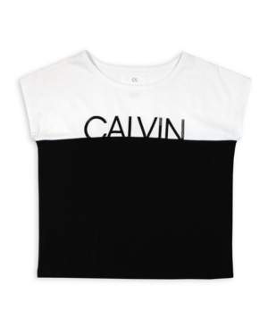 image of Calvin Klein Performance Big Girls Colorblock Tee With Gloss Screenprint