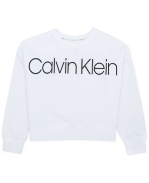 image of Calvin Klein Performance Big Girls French Terry Logo Sweatshirt with Screenprint