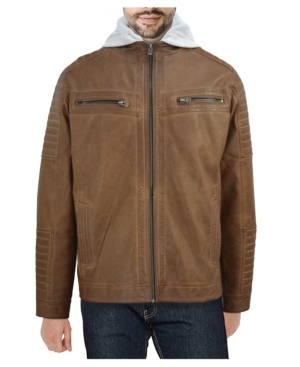 X-Ray Men's Hooded Faux-Leather Jacket