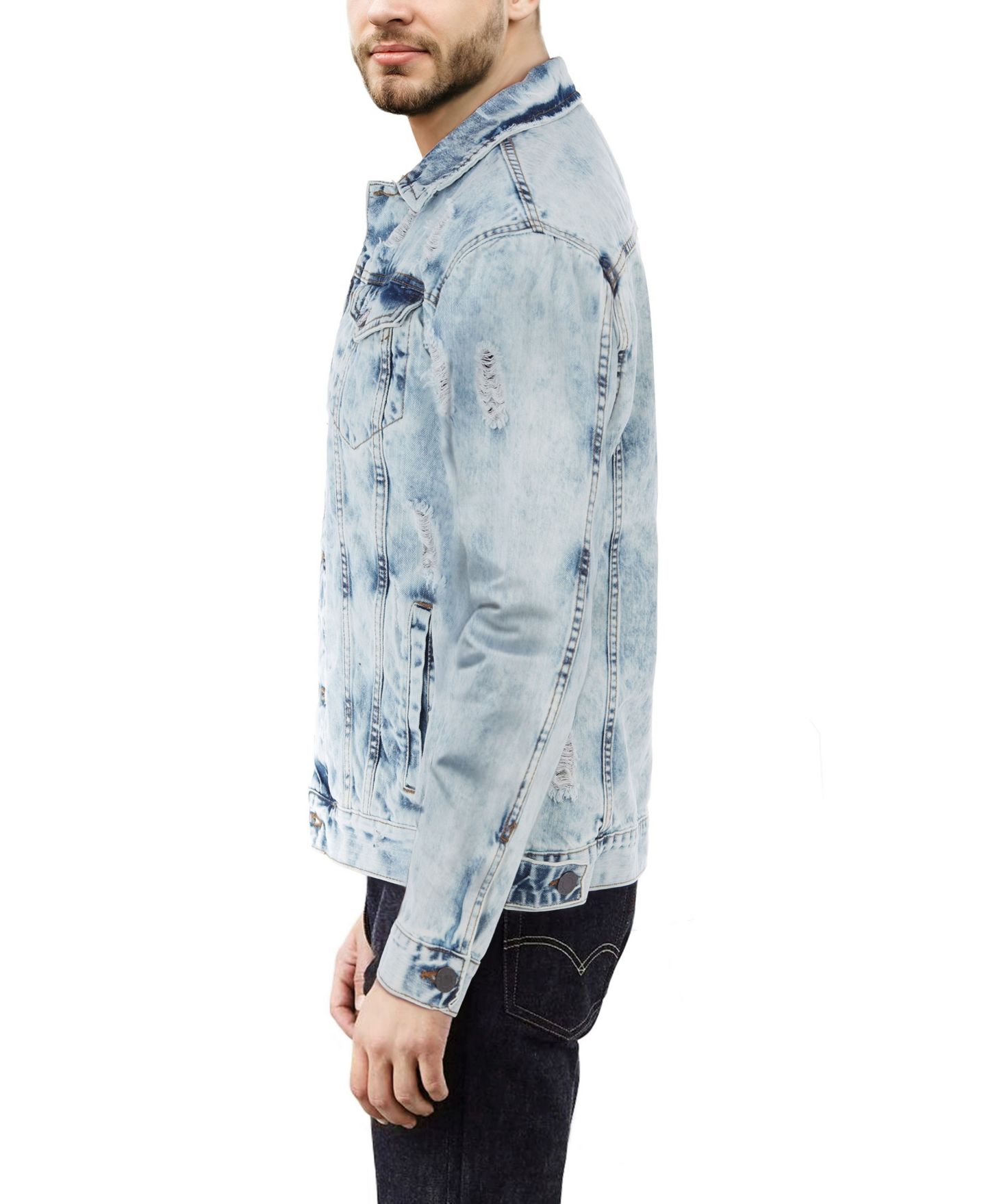 Мужская куртка X-Ray Distressed Denim Trucker, цвет: Синий — фото 3