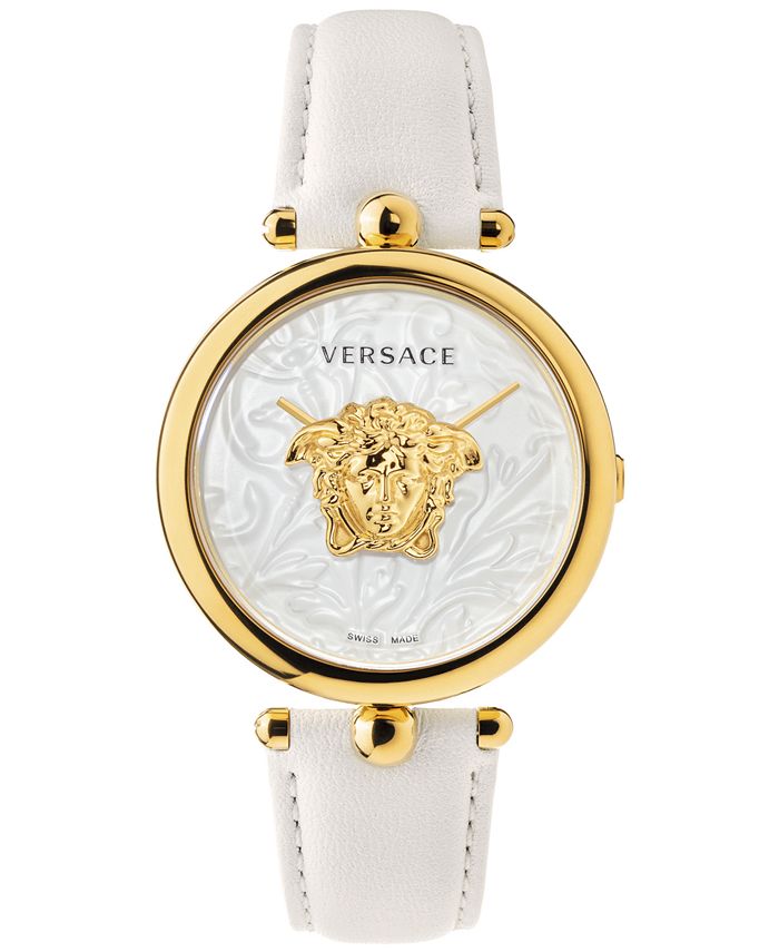 Versace Women's Swiss Palazzo Empire Barocco White Leather Strap Watch ...