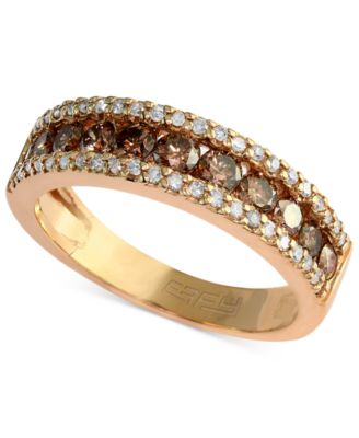 EFFY Collection - Brown and White Diamond Three-Row Ring (7/8 ct. t.w.) in 14k Gold