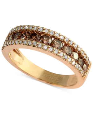 image of Espresso by Effy Brown and White Diamond Three-Row Ring (7/8 ct. t.w.) in 14k Gold