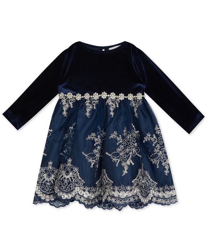Macy's blue velvet dress on sale
