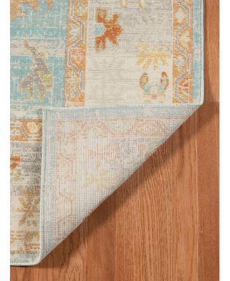 Bohemian BHM-3 Aqua and Beige 5'1" x 7'6" Outdoor Area Rug