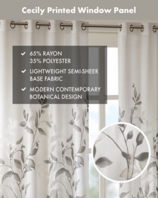 Cecily Burnout Printed Sheer Window Curtain, 84 inches long Single Sheer Curtain Panel, Width 50 curtains sheer for Bedroom and Living Room, Easy To Hang, Fits up to 1.25" Diameter Rod Grey sheer curtains