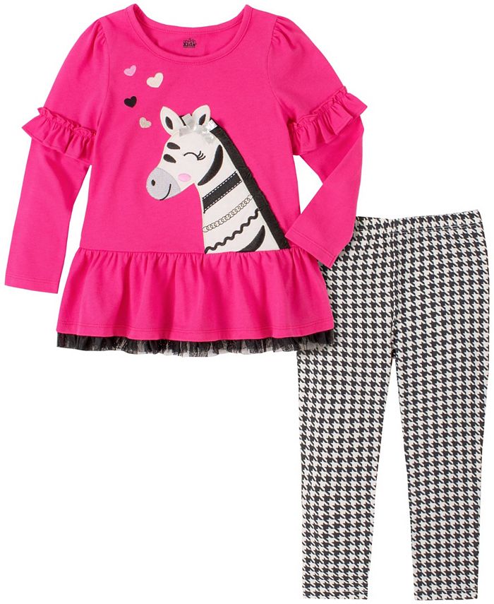 Kids Headquarters 2 Piece Toddler Girl Zebra Tunic with Houndstooth ...