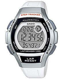 Women's Digital Step Tracker White Resin Strap Watch 38.2mm