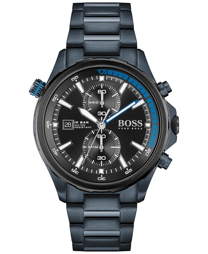 BOSS Men's Globetrotter Chronograph Blue Stainless Steel Bracelet Watch