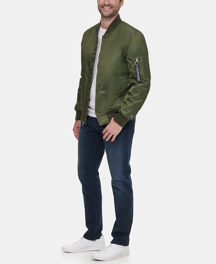 Calvin Klein Men's Bomber Flight Jacket & Reviews - Coats & Jackets ...