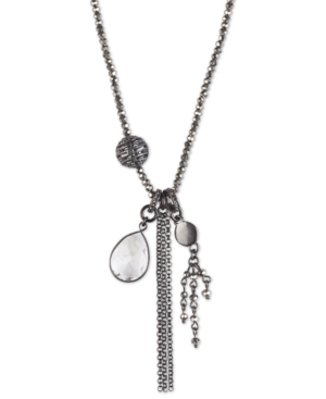 image of Lucky Brand Hematite-Tone Crystal & Chain 34