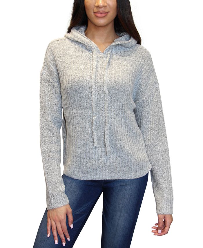Crave Fame Juniors' Cozy Ribbed-Knit Hoodie Sweater - Macy's