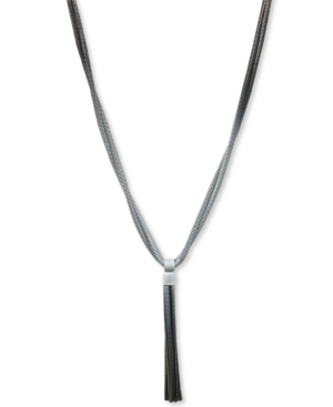 image of Thalia Sodi Silver-Tone Snake-Chain Tassel Ombre-Painted Pendant Necklace, 28