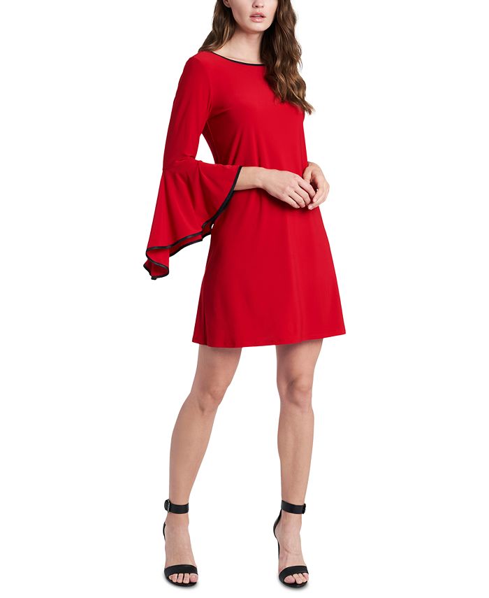 MSK Piped Bell-Sleeve Shift Dress - Macy's