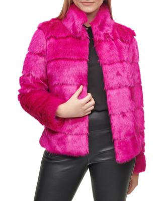 Karl Lagerfeld Paris Women s Tiered Faux Fur Coat Macy s