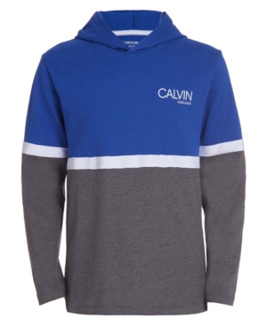 image of Calvin Klein Big Boys Hooded Split Logo Long Sleeve Knit